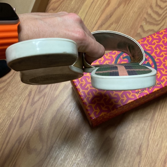 Tory burch eleanor slide  gold logo slide sandals - Picture 4 of 5